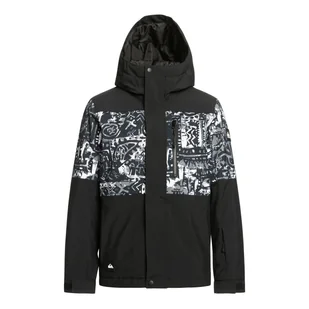 Dziecięca Kurtka ocieplana QUIKSILVER MISSION PRINTED BLOCK YOUTH JK EQBTJ03155-KVJ1 – Czarny - Kurtki narciarskie - miniaturka - grafika 1