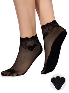 Skarpety damskie koronkowe za kostkę serca czarne 3PAK 36-41 YOCLUB - Skarpetki damskie - miniaturka - grafika 1