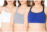 Koszulki i topy damskie - Fruit of the Loom Koszulka damska biustonosz sportowy (3 sztuki), Granatowy wrzosowy/biały/szary, 70 - miniaturka - grafika 1