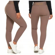 Legginsy - PRĄŻKOWANE LEGGINSY DAMSKIE MORAJ WYSOKI STAN WYGODNE SPORTOWE MOKKA L/XL - miniaturka - grafika 1
