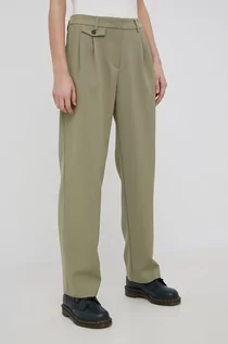 Spodnie damskie - Only spodnie damskie kolor zielony proste high waist - grafika 1