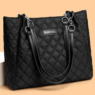 TEMU Perfect Lily Elegancka Torba na Ramię dla Kobiet - Duża Pojemność, Lekka z Wymiennym Paskiem i Zamknięciem na Zamek, Minimalistyczny Design do - Torebki damskie - miniaturka - grafika 1