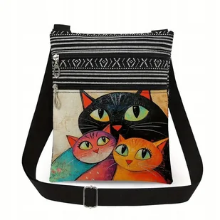 Torebka etniczna boho kolorowe koty kocia rodzina prezent dla mamy kociary - Torebki damskie - miniaturka - grafika 1