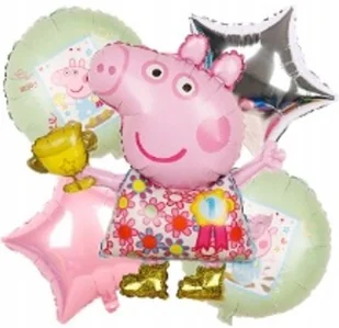 Balon Foliowy na Hel Zestaw - ŚWINKA PEPPA GEORGE - 5szt - Balony i akcesoria - miniaturka - grafika 1