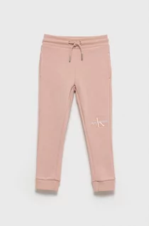 Spodnie damskie - Calvin Klein Jeans Jeans Spodnie bawełniane dziecięce kolor różowy gładkie - grafika 1