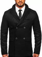 Płaszcze męskie - Czarny dwurzędowy krótki płaszcz męski zimowy Denley 79B3 - miniaturka - grafika 1