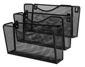 Półki na dokumenty - Q-CONNECT Zestaw 3 półek na ścianę metalowy z siatki czarny PU.106.256/4 - miniaturka - grafika 1