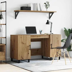 vidaXL Biurko dąb artisan 140 x 50 x 75 cm Materiał drewnopochodny - Biurka - miniaturka - grafika 1