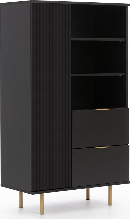 Ravio Czarny stojący regał Nubia R1D2SZ z dwoma szufladami