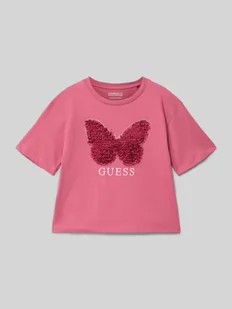 T-shirt z napisem z logo - Koszulki dla dziewczynek - miniaturka - grafika 1