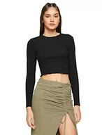 Koszulki i topy damskie - Koton Koszulka damska Crop Long Sleeve Crew Neck Ribbed, czarny (999), XS - miniaturka - grafika 1