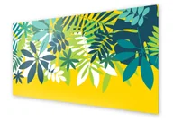 Dekoracje domu - Panel kuchenny HOMEPRINT Liście na żółtym tle 100x50 cm - miniaturka - grafika 1