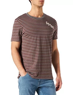 G-STAR RAW T-shirt męski Stripe Slim, Wielokolorowy (Granite/Brown Stone Stripe D21190-c339-d070), S - Koszulki męskie - miniaturka - grafika 1