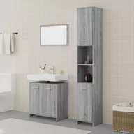 Meble łazienkowe - Lumarko 3-częściowy zestaw mebli łazienkowych, szary dąb sonoma - miniaturka - grafika 1