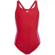 Stroje kąpielowe - Kostium kąpielowy adidas Cut 3 Stripes Suit Jr (kolor Czerwony, rozmiar 164 cm) - miniaturka - grafika 1