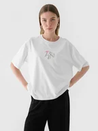 Koszulki sportowe damskie - Damski t-shirt z nadrukiem 4F 4FRAW24TTSHF2582 - biały - miniaturka - grafika 1