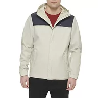 Płaszcze damskie - Tommy Hilfiger Męska lekka, oddychająca, wodoszczelna kurtka z kapturem, płaszcz przeciwdeszczowy, granatowy/lodowy, XL - miniaturka - grafika 1