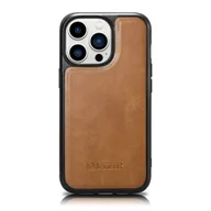 Etui i futerały do telefonów - iCarer Leather Oil Wax etui pokryte naturalną skórą do iPhone 14 Pro Max (kompatybilne z MagSafe) brązowy (WMI14220720-TN) - miniaturka - grafika 1