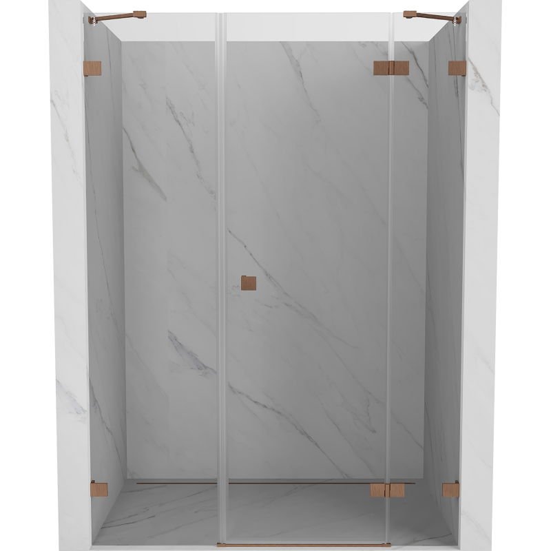 Mexen Lunar drzwi prysznicowe uchylne prawe 145 cm, transparent, miedź szczotkowana - 834S-145-050-65-00-P