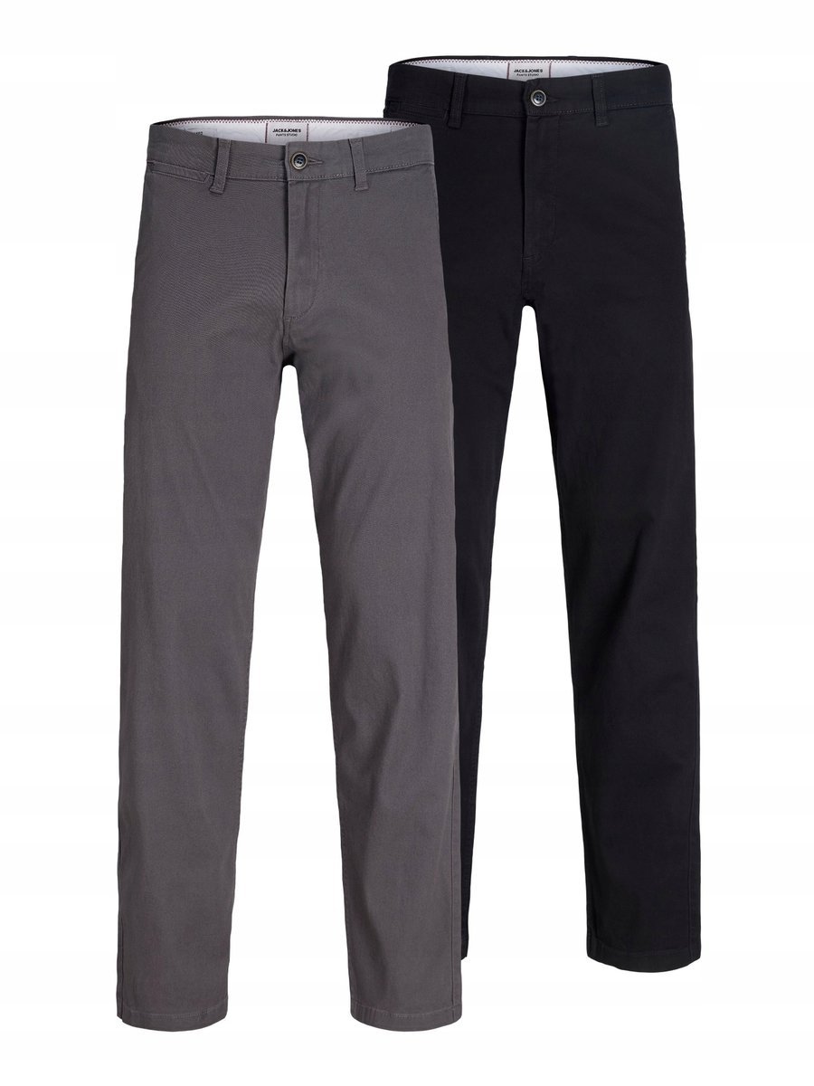 JACK & JONES 2-PACK CHINOS MĘSKIE SPODNIE SZARE I CZARNE 33/32 16EA