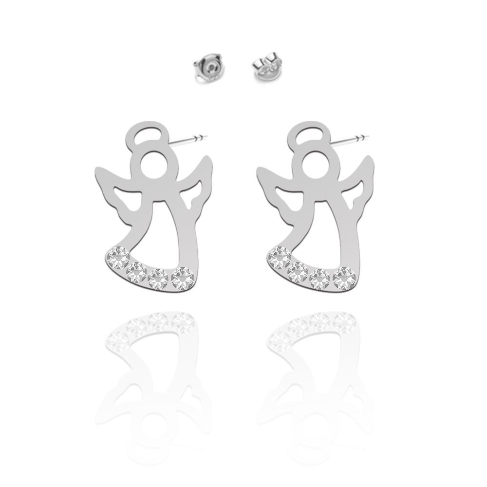 Kolczyki Srebrne Z Aniołkiem