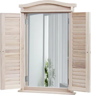 Lustro ścienne Lustro łazienkowe Lustro łazienkowe okno z okiennicami, 71x46x5cm ~ shabby naturalny kolor - Lustra - miniaturka - grafika 1
