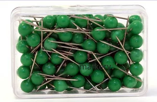 MAGNETOPLAN SZPILKI DO TABLIC KORK/TEKSTYL 100 SZT ZIELONY 111165005 - Szpilki biurowe - miniaturka - grafika 1