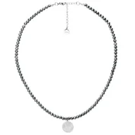 Naszyjniki - Naszyjnik damski hematyt ze srebrnym medalionem stal szlachetna - Manoki - miniaturka - grafika 1