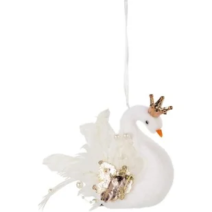 Zawieszka HOME & STYLING COLLECTION Łabędź 17 cm Perłowe skrzydła - Ozdoby bożonarodzeniowe - miniaturka - grafika 1