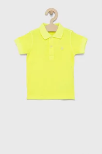 Koszulki dla dziewczynek - Benetton United Colors of polo bawełniane dziecięce kolor żółty gładki - grafika 1