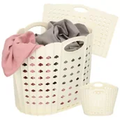 Pojemniki łazienkowe - Kosz na pranie składany organizer łazienkowy kremowy beżowy - miniaturka - grafika 1