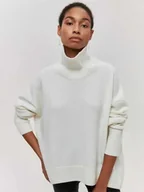 Swetry damskie - Oversize sweter damski - Biały - miniaturka - grafika 1