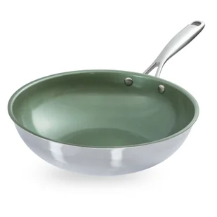 Just Vegan Wok ECO CeraVegan, 28 cm, stal nierdzewna, zielony - Woki - miniaturka - grafika 1