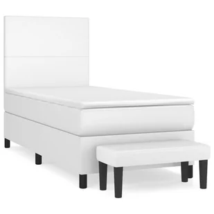 Lumarko Łóżko kontynentalne z materacem, białe, ekoskóra 90x200 cm - Łóżka - miniaturka - grafika 3