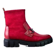 Botki damskie - Botki damskie workery Vinceza czerwone - miniaturka - grafika 1