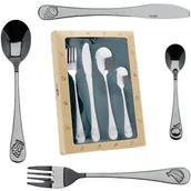 Sztućce dla dzieci - SZTUĆCE DLA DZIECI STALOWE KOMPLET 4 el. ŁYŻECZKA WIDELEC NÓŻ ŁYŻKA ZESTAW - miniaturka - grafika 1