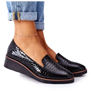 Lakierowane Półbuty Na Koturnie Vinceza 10675 Czarne - Półbuty damskie - miniaturka - grafika 1