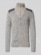 Swetry męskie - Sweter rozpinany z prążkowanymi ściągaczami - miniaturka - grafika 1