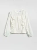 Bluzki dla dziewczynek - Reserved - Bluzka z falbanami - złamana biel - miniaturka - grafika 1