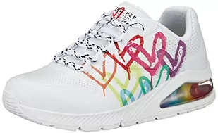Skechers Sneakersy damskie Uno 2, Wht Duraleather wielokolorowe wykończenie z nadrukiem serca, 38.5 EU - Sneakersy damskie - miniaturka - grafika 1