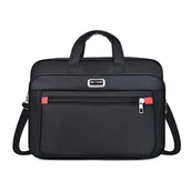 Torebki damskie - TEMU Torba Aktówka Nylonowa o Dużej Pojemności z Wielowarstwową Konstrukcją - Wytrzymała, z Czerwonym Akcentem, Zapięcie na Zamek Błyskawiczny, - miniaturka - grafika 1