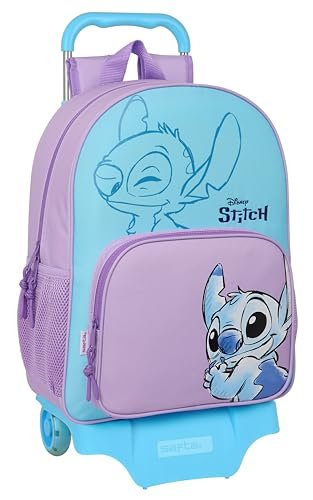 Safta STITCH SWEET Plecak szkolny z wózkiem 905, idealny dla dzieci w różnym wieku, wygodny i wszechstronny, jakość i wytrzymałość, 33 x 14 x 42 cm, niebieski/fioletowy, Niebieski/fioletowy, Estándar,