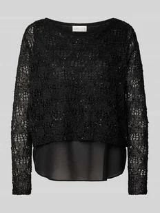 Sweter z dzianiny z cekinowym obszyciem - Swetry damskie - miniaturka - grafika 1