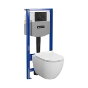 Stelaże i zestawy podtynkowe do WC - Zestaw podtynkowy mechaniczny Senti Costano przycisk Cirello czarny S4006-002 - miniaturka - grafika 1