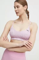 Bielizna sportowa damska - Puma biustonosz do jogi Yogini kolor różowy wzorzysty 525084 - miniaturka - grafika 1