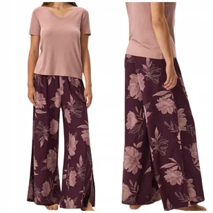 Piżama damska wygodna szerokie spodnie Henderson FLEUR różowa kwiaty XL - Piżamy damskie - miniaturka - grafika 1