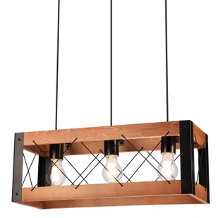 Lampa wisząca Envostar Lee drewno/czarny 3-punktowa - Lampy sufitowe - miniaturka - grafika 3
