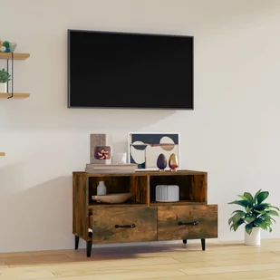 Lumarko Szafka pod telewizor, przydymiony dąb, 80x36x50 cm - Szafki RTV - miniaturka - grafika 4