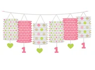 Baby shower i roczek - Party Deco Girlanda lampiony różowe na roczek 3,6 m LG1 - miniaturka - grafika 1