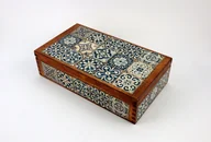 Pojemniki kuchenne - Herbaciarka Pudełko, skrzynka z 8 przegródkami. Wzór Azulejos niebieskie - miniaturka - grafika 1